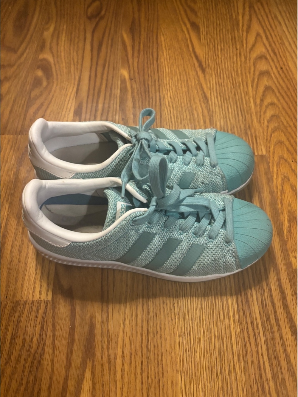 Adidas Superstar Turquoise/Mint Green Sneakers- Size 8